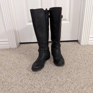 Naturalizer Knee High Black Leather Boot with Buckle Details